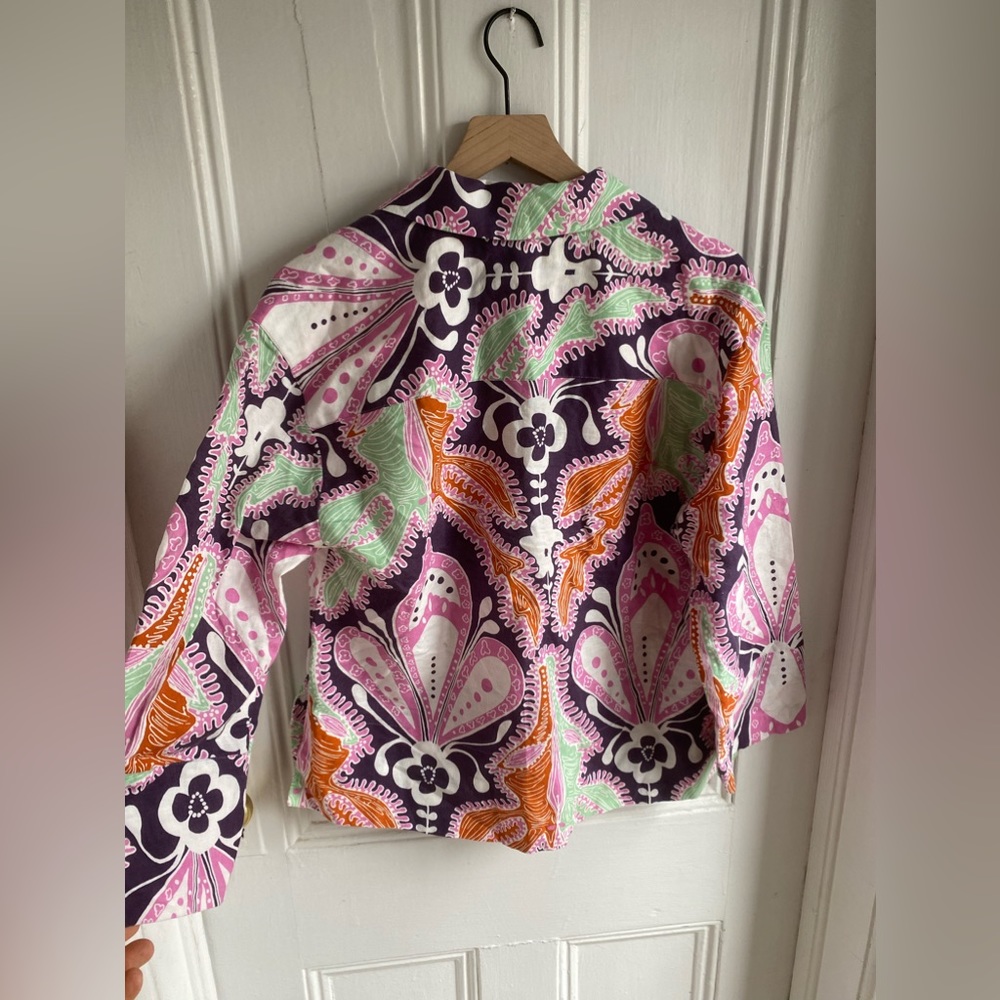 Zara PRINTED LINEN BLOUSE  Women's Size S - Picture 2 of 12